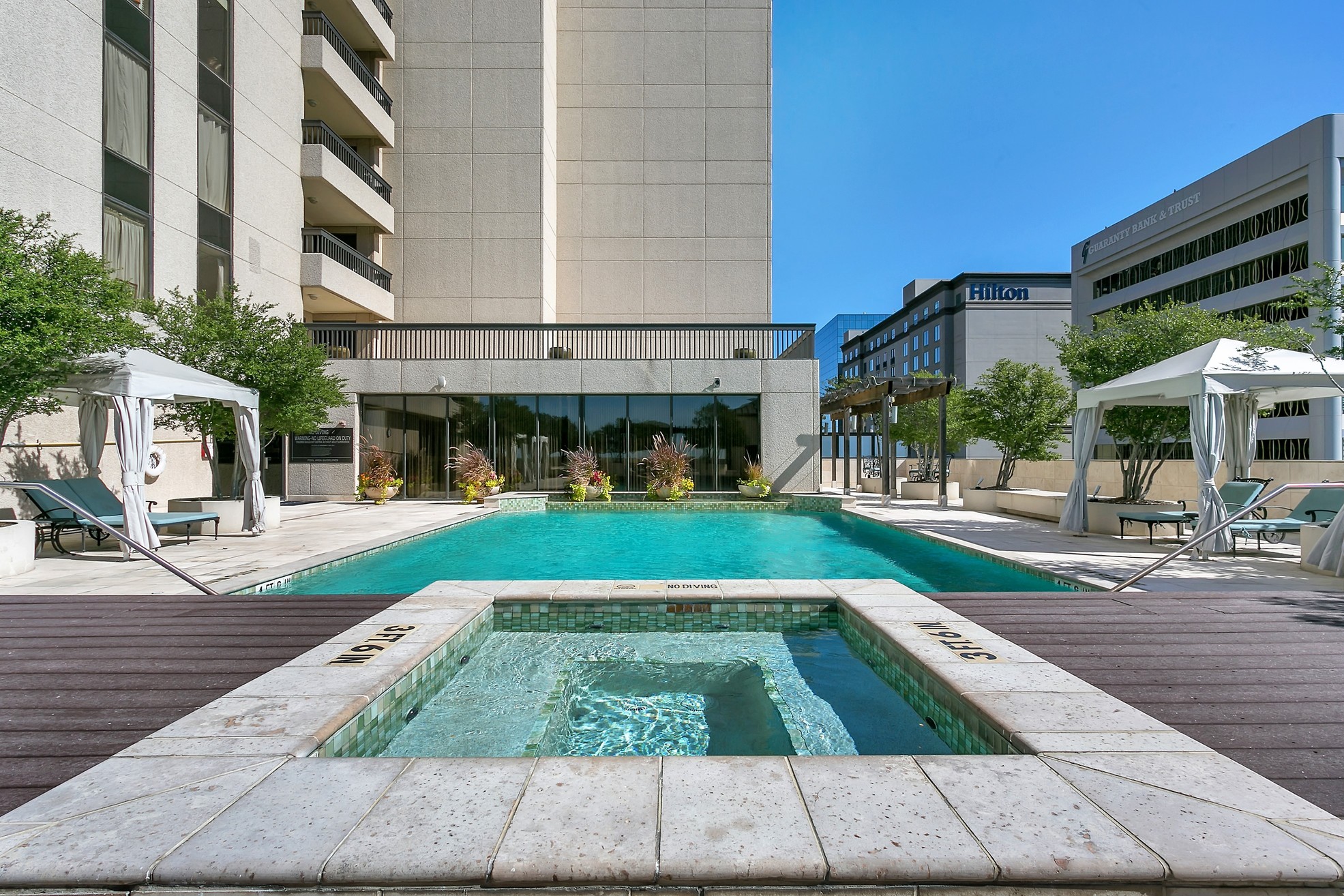 Resort Style Pool with Hot Tub and Cabanas