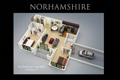 Norhamshire Floor Plan at Fenwyck Manor Apartments, Virginia