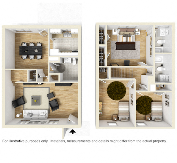Shadowood Apartments Oxford, AL Anniston, AL 36207 3 bedroom 2.5 bathroom  floor plan
