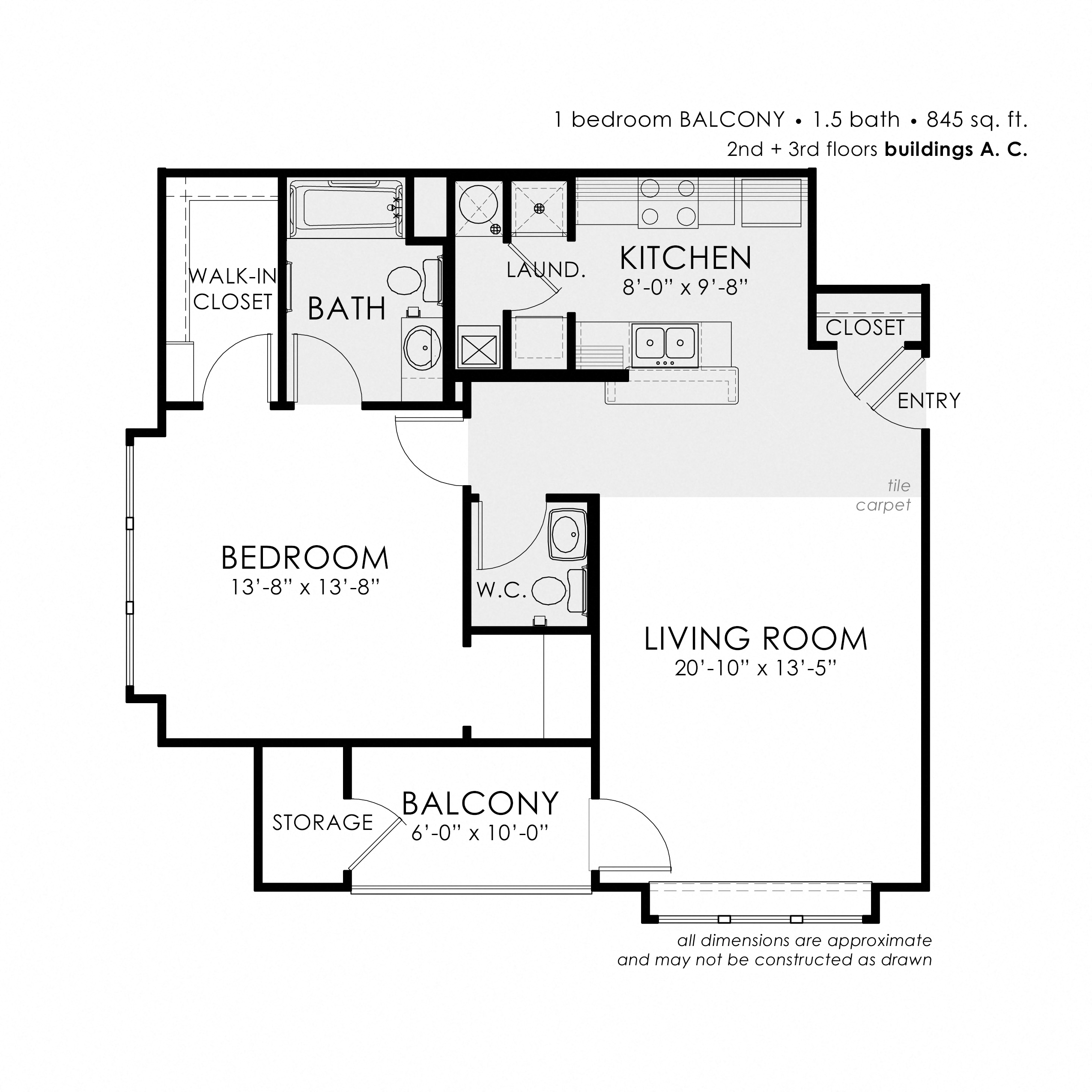 1 Bedroom Balcony End