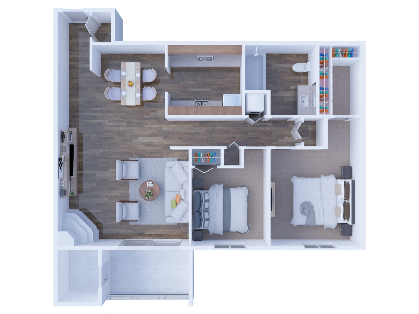 2 Bedroom 1 Bath with Fireplace