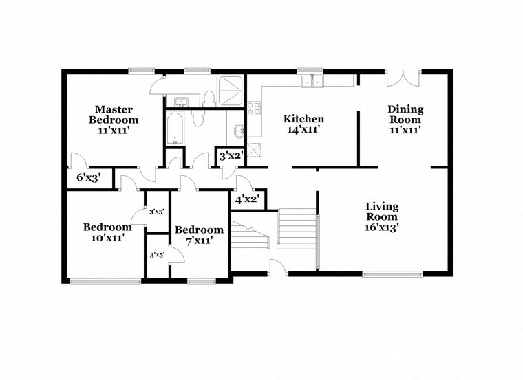 a floor plan of a home with two bedrooms and a living room