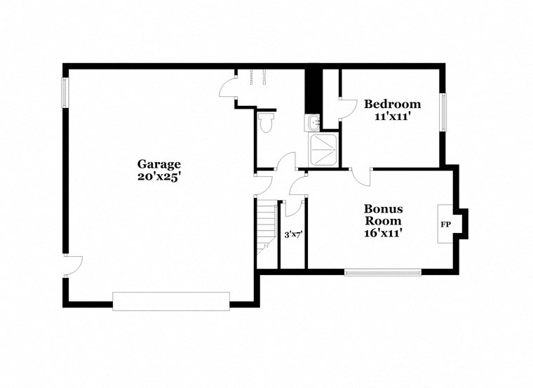a floor plan of a house with a garage and a bonus room