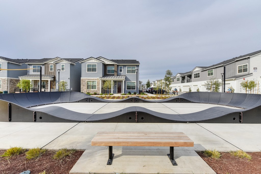 Skate and bike ramp with bench at Morgan Ranch Apartments, Morgan Hill, CA