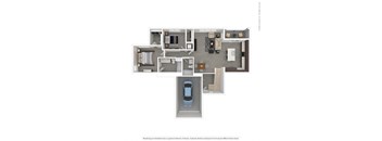 2 Bedroom, 2 Bathroom Floor Plan I at Morgan Ranch Apartments, California