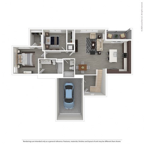 2 Bedroom, 2 Bathroom Floor Plan I at Morgan Ranch Apartments, California