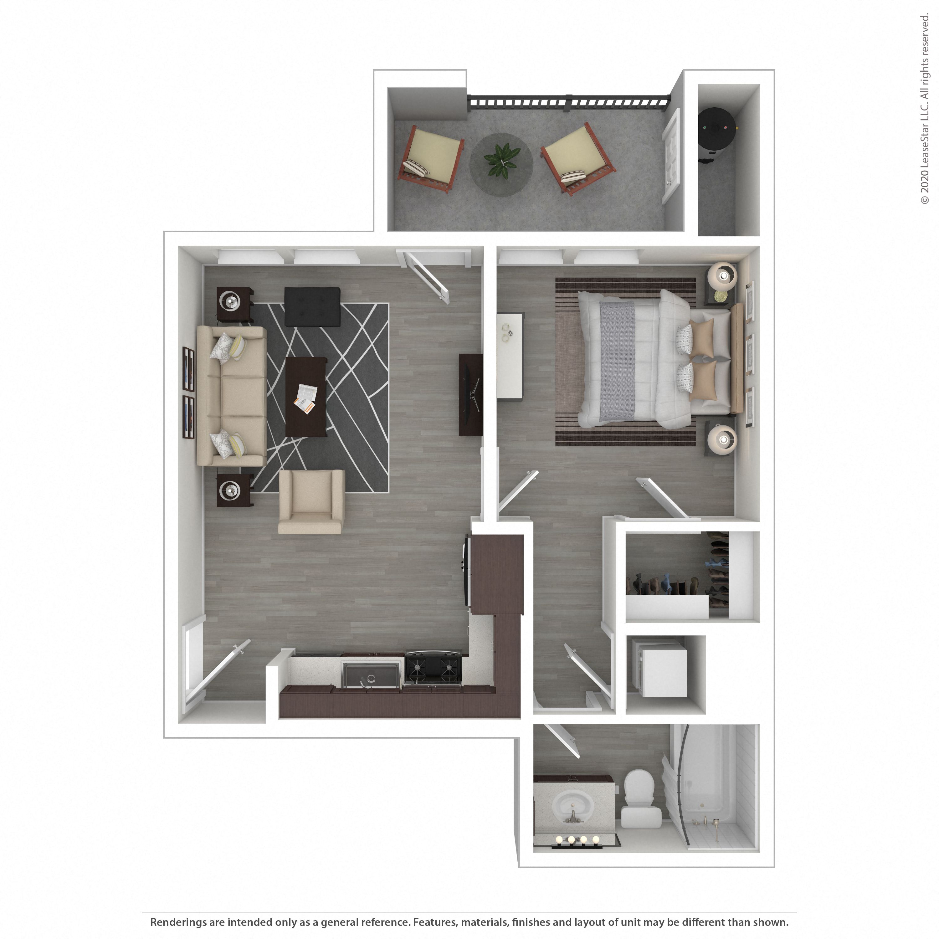 1 Bedroom, 1 Bathroom Floor Plan A at Morgan Ranch Apartments, California, 95037