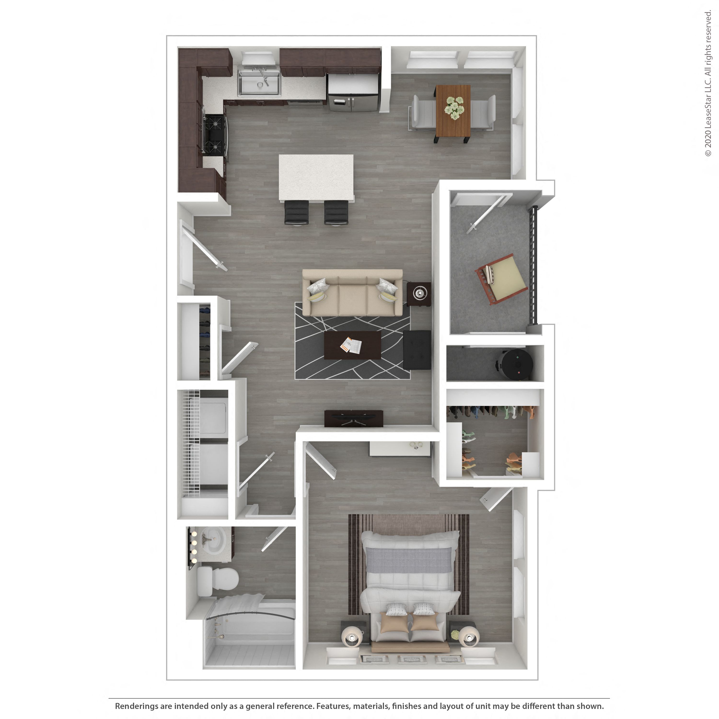 1 Bedroom, 1 Bathroom Floor Plan B at Morgan Ranch Apartments, Morgan Hill, CA, 95037