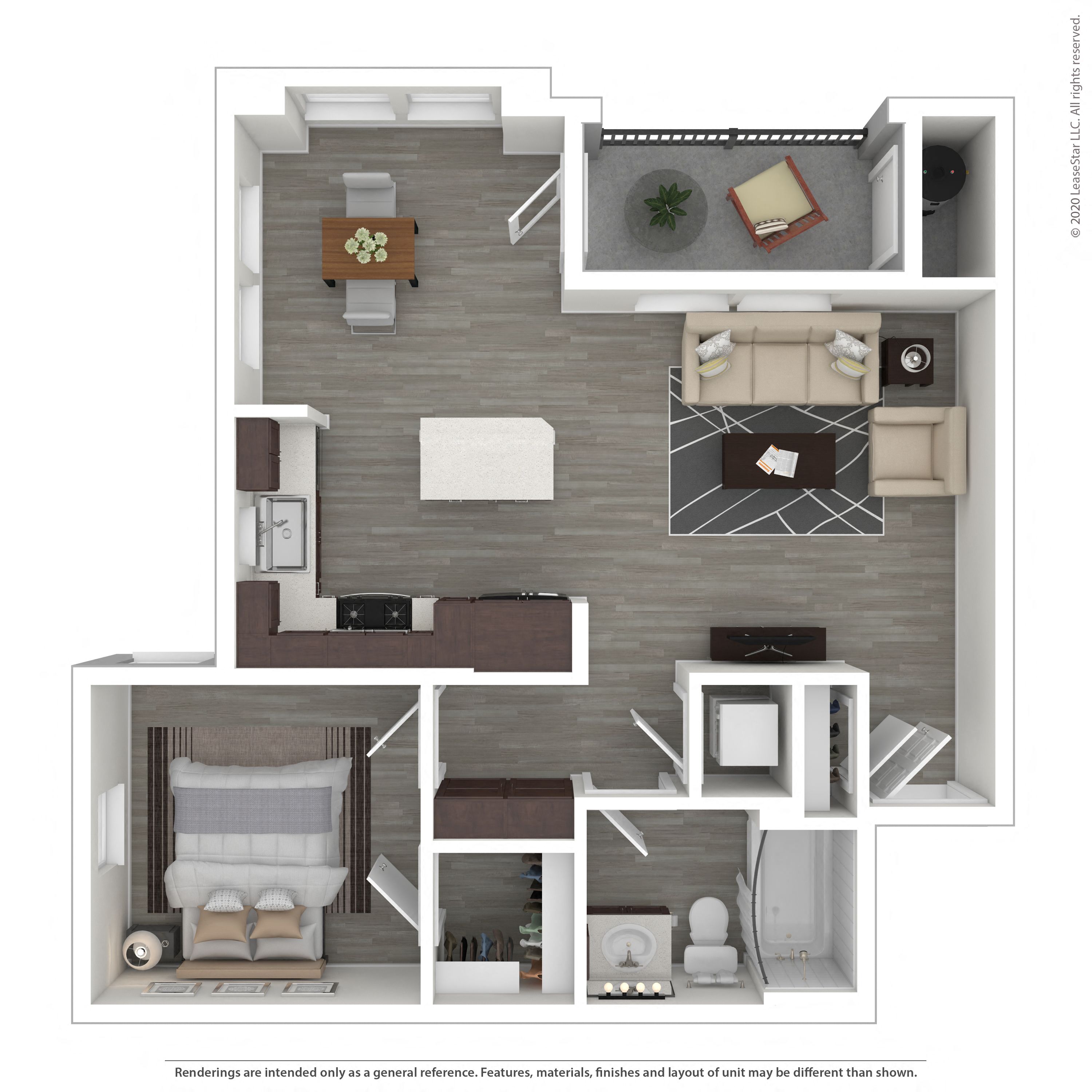 1 Bedroom, 1 Bathroom Floor Plan C at Morgan Ranch Apartments, Morgan Hill, CA
