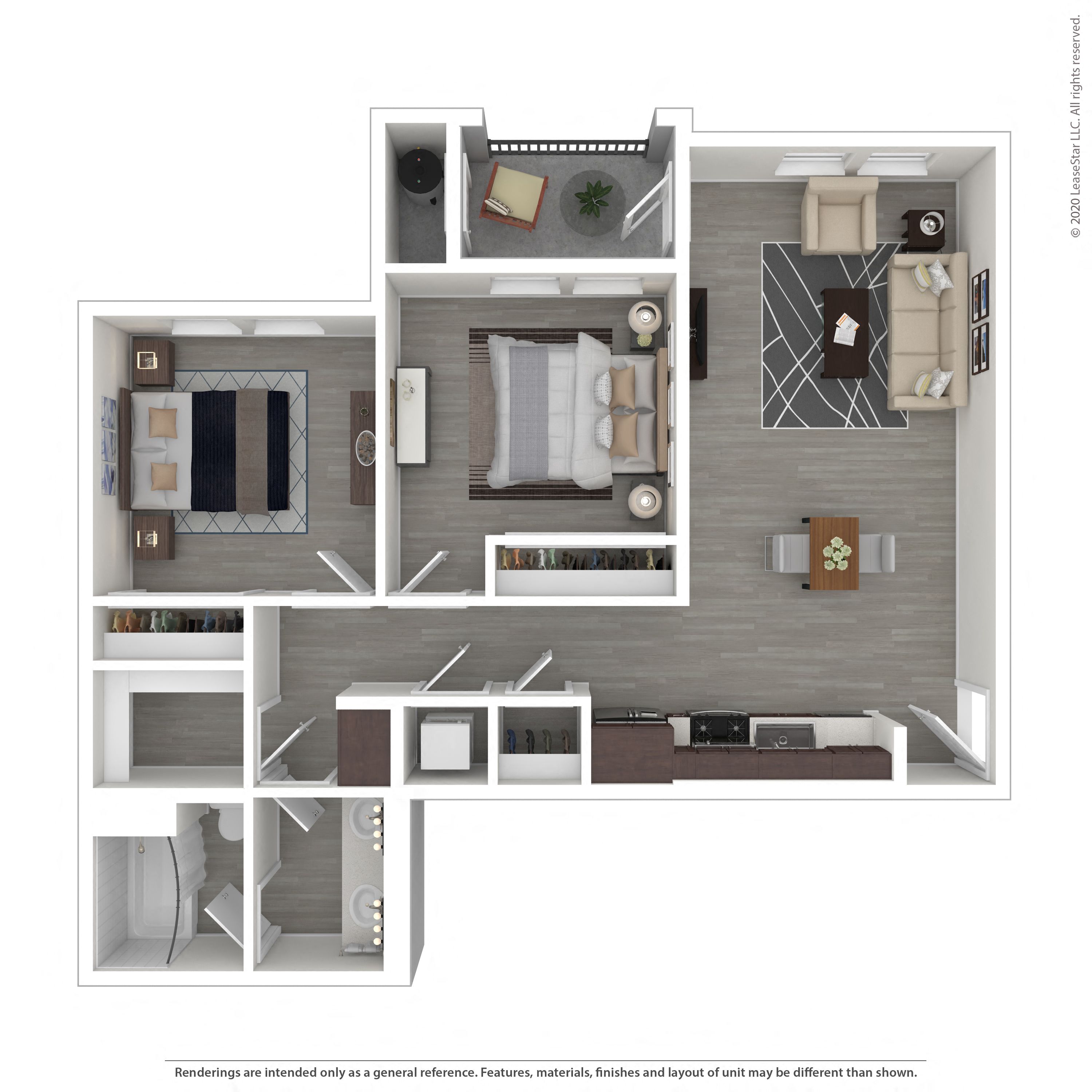 2 Bedroom, 1 Bathroom Floor Plan at Morgan Ranch Apartments, Morgan Hill, 95037