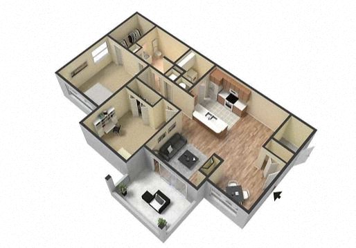 2 Bed 1 Bath Floor Plan at Village at Lake  Highland, Lakeland, FL