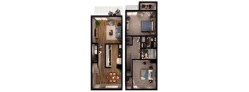 2 bed 1 bath B4 Floor Plan at Riverstone, Bryan, 77802