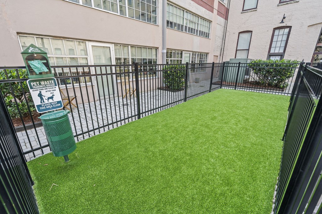 the yard is fenced in with a green lawn and a mailbox