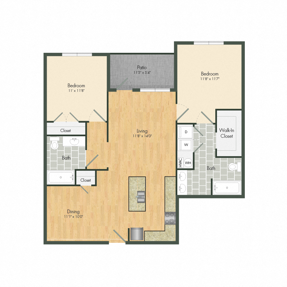 2 bedroom 2 bath apartment close to USM at The Met Apartment Homes, Hattiesburg, 35402