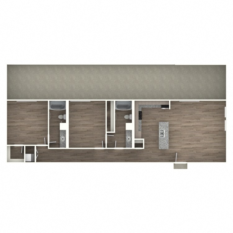 2 Bedroom 2 Bathroom H Floor plan at Edison, Austin, 78741
