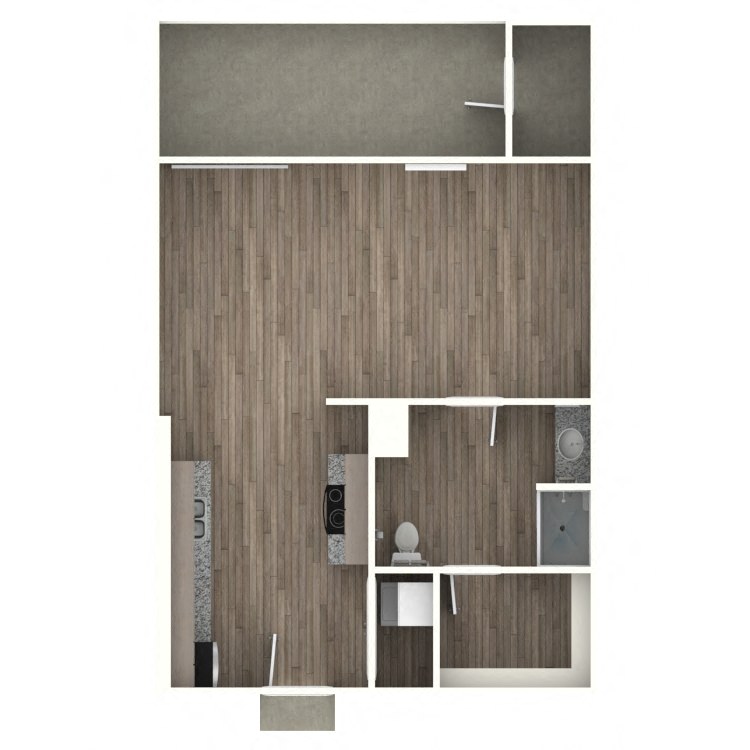 Studio 1 bathroom D Floor plan at Edison, Austin