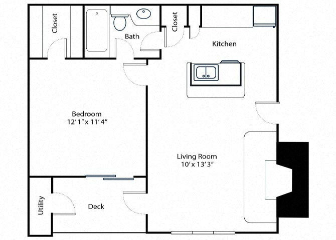aspen 1 bed 1 bed - 1 bath floor plan