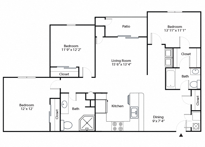 chestnut 3 bedroom 2 bathroom floor plan
