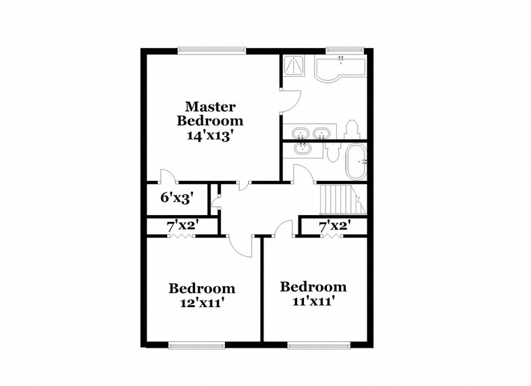 a floor plan of a house with a bedroom and a bathroom