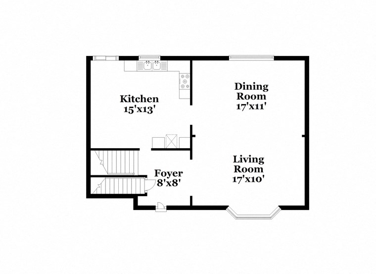 a floor plan of a house with a bedroom and a living room