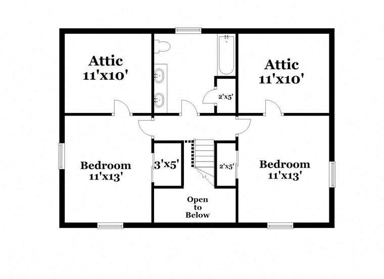 a floor plan of a house with an attic and a bedroom