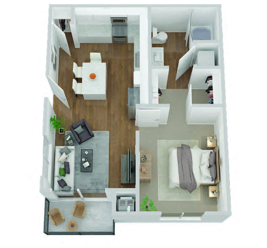 Strada 1200 one bedroom floor plan