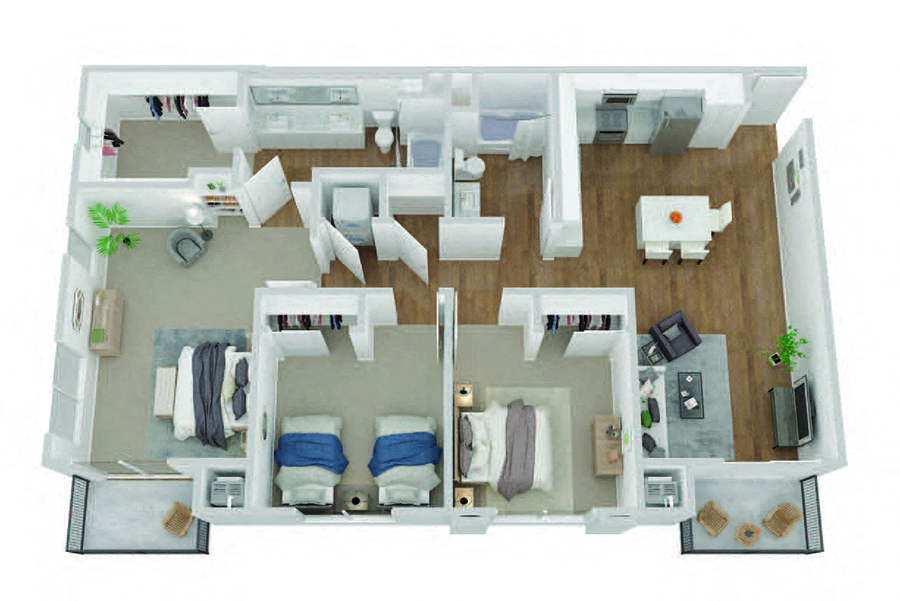 Strada 1200 three bedroom floor plan