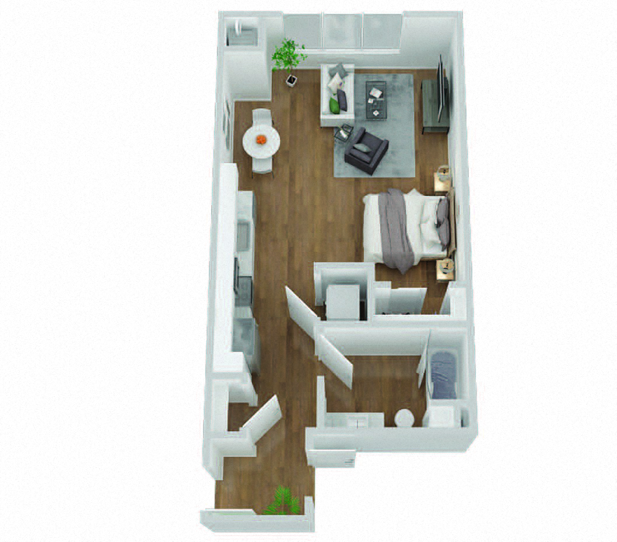 Strada 1200 Studio Floor Plan Image