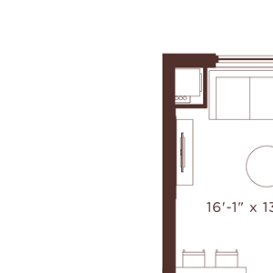 S1 Floorplan with shower/tub combination S1 Floorplan with shower/tub combination at North+Vine, Chicago, Illinois