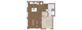 1 bedroom 1 bathroom  A1 Floor Plan at The George, Maryland, 20902
