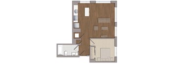 1 bedroom 1 bathroom A2 Floor Plan at The George, Wheaton, MD, 20902