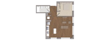 1 bedroom 1 bathroom A3 Floor Plan at The George, Wheaton, MD