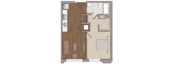 1 bedroom 1 bathroom A8 Floor Plan at The George, Wheaton