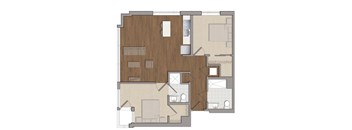 2 bedroom 2 bathroom B1 Floor Plan at The George, Wheaton, MD