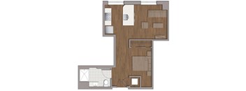 Studio 1 bathroom S1 Floor Plan at The George, Wheaton, 20902