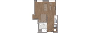 S3 Studio 1 bathroom Floor Plan at The George, Wheaton, MD, 20902
