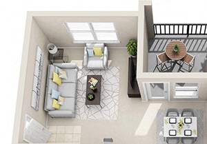 Floor Plan A 1X1 units available at The Legends of El Paso Apartments