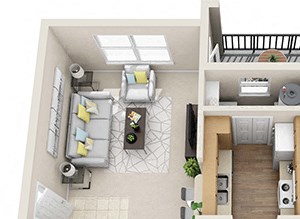 Floor Plan B 1X1 units available at The Legends of El Paso Apartments