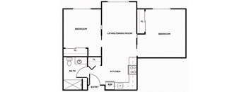 Two bedroom floor plan image at Ballinger Court in Edmonds WA