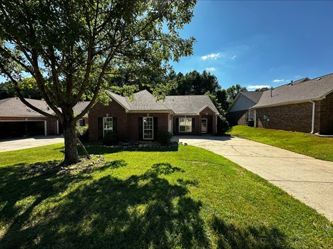 a house with a yard and a tree in front of it