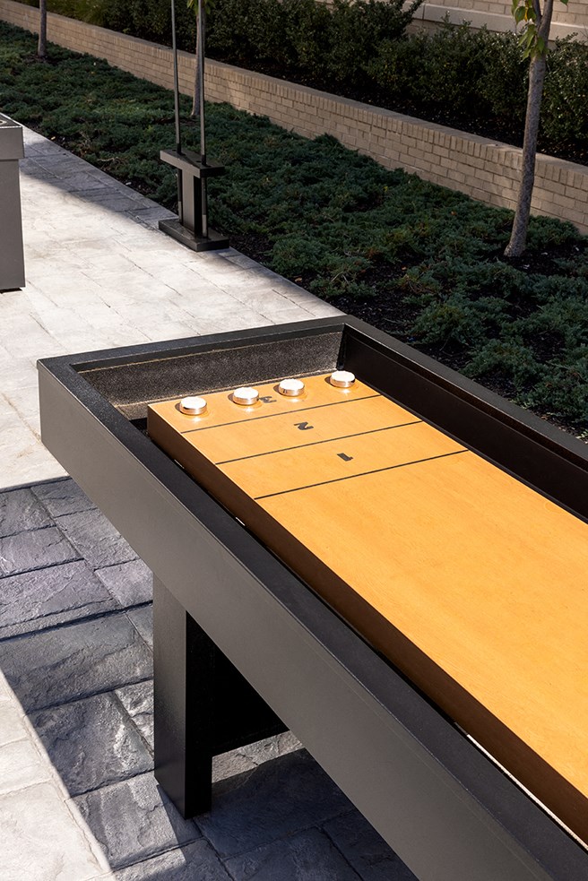 a ping pong table on a patio