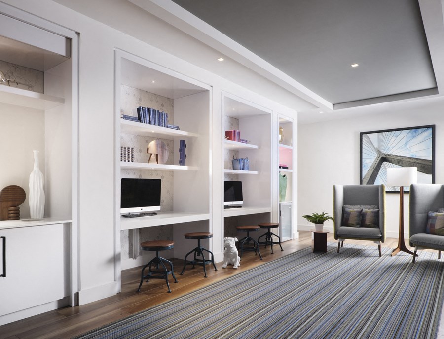 a living room with a couch and chairs and a television