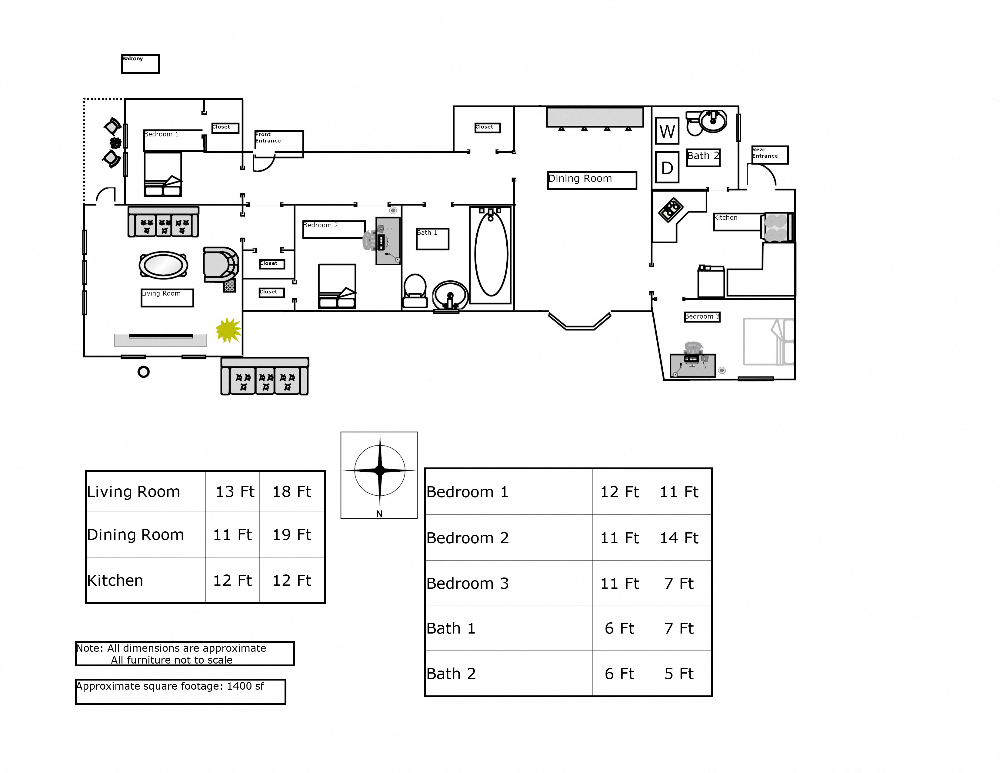 3 Bedroom - 1.5 Bathroom