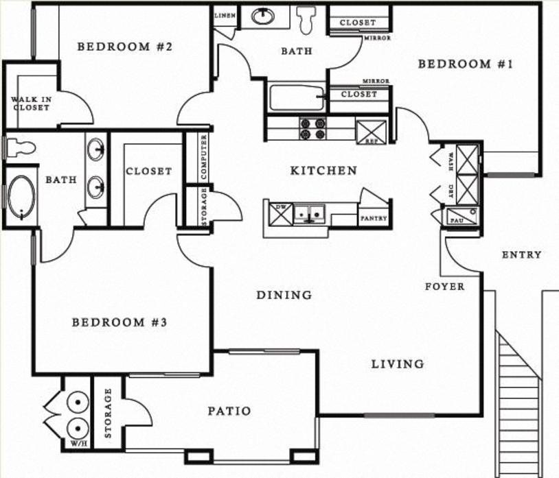 Three bedroom floor plan l Miraflores Apartments