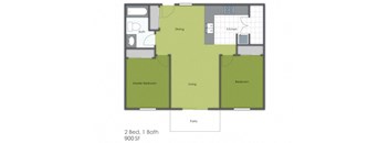 2 Bedroom 1 Bath B