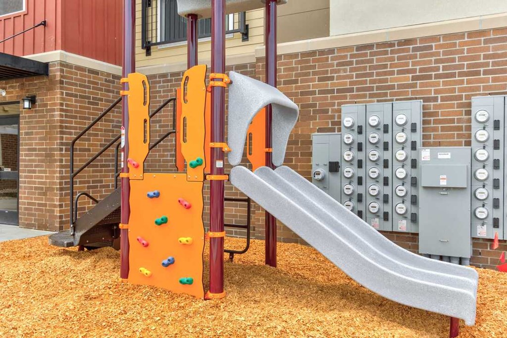 a slide at a playground in a building