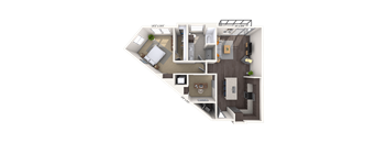 Traditional 1x1 969 SF