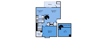 THE ASH LOFT Floor Plan at Woodbridge Apartments, Louisville, KY, 850 Sq. Ft.