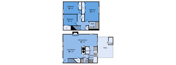 THE MAGNOLIA Floor Plan at Woodbridge Apartments, Louisville, KY, 40242, 1180 Sq. Ft.