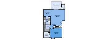 THE MAPLE Floor Plan at Woodbridge Apartments, Louisville, KY, 40242, 710 Sq. Ft.